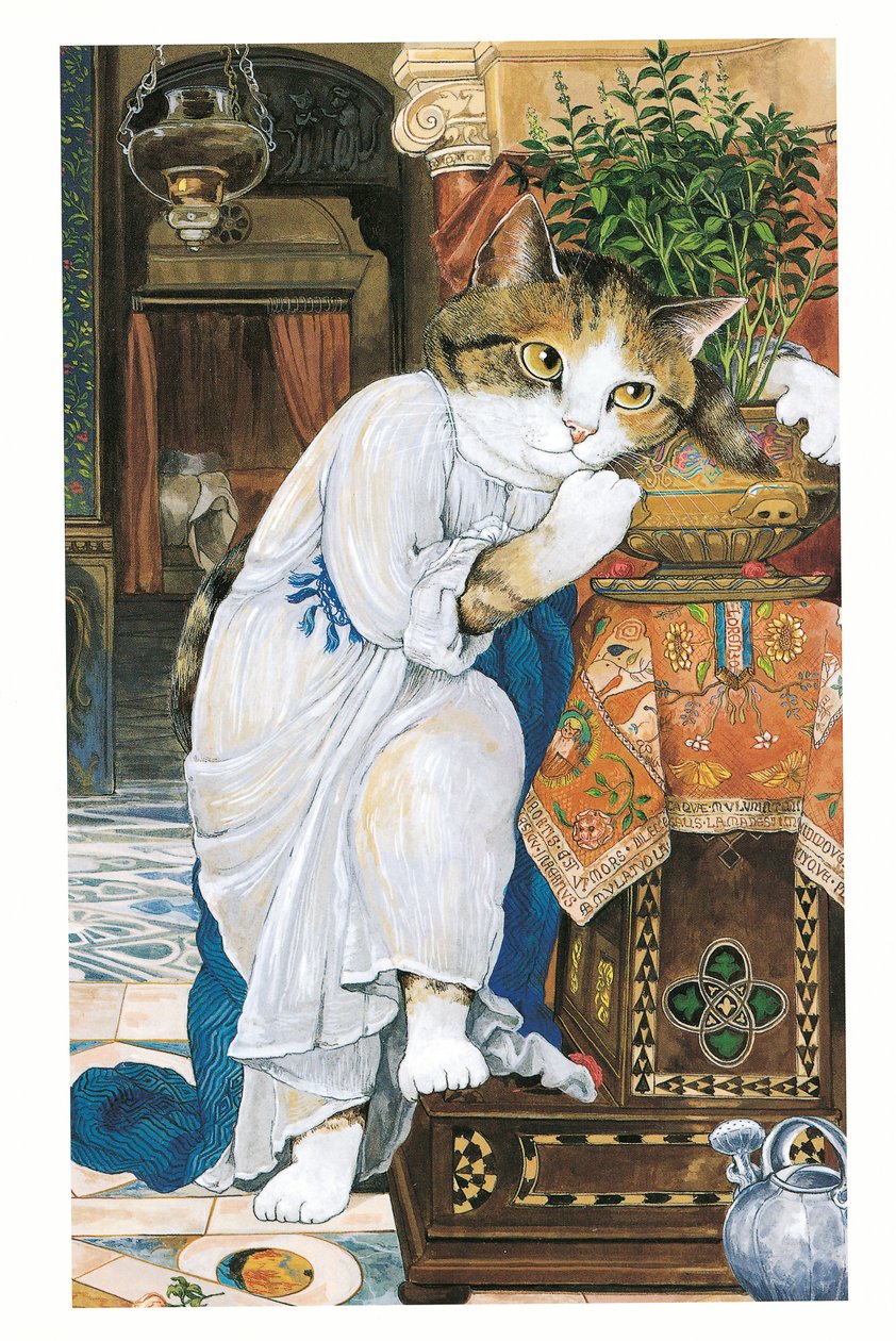 Illusztráció a Pre-Raffaelite Cats (kiadó 1999) című kötetből alkotó: Susan Herbert