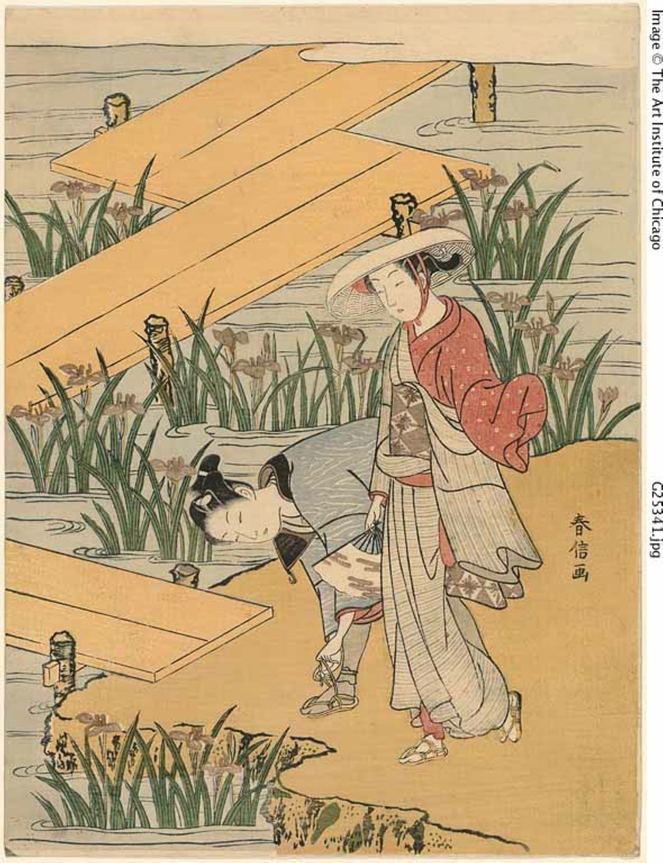 Eight-Plank Bridge ("Tales of Ise" paródiája) alkotó: Suzuki Harunobu