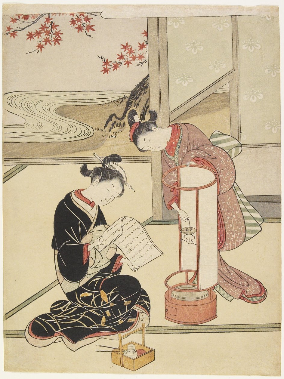 A lámpás esti ragyogása, 1766 után alkotó: Suzuki Harunobu