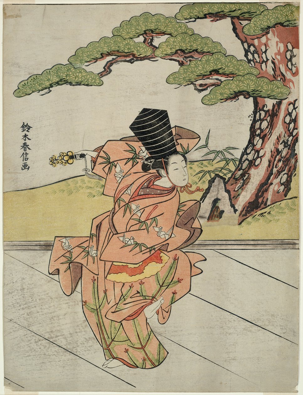 Női Sanbaso táncosnő alkotó: Suzuki Harunobu