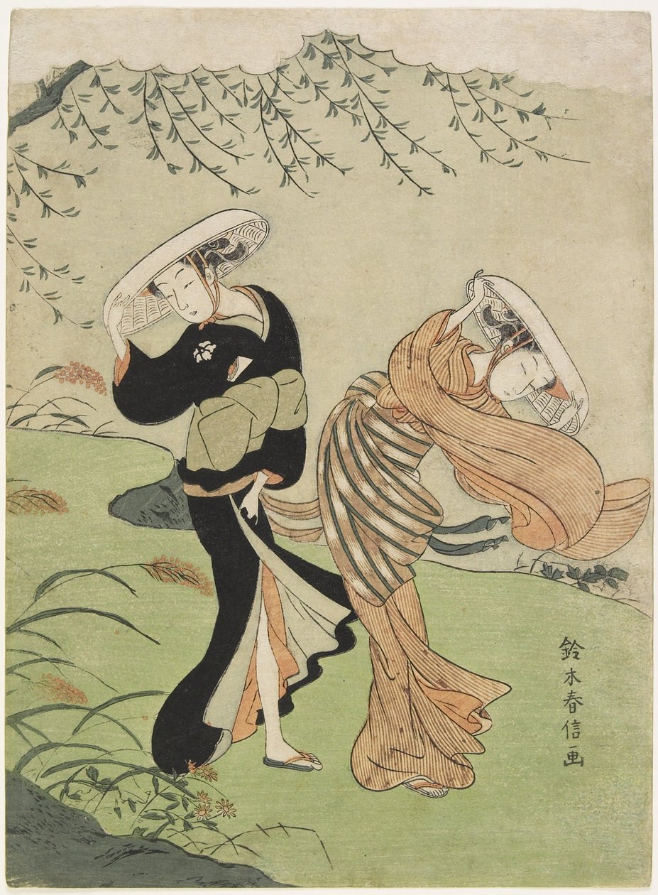 Két nő nagy szélben, c. 1767 alkotó: Suzuki Harunobu