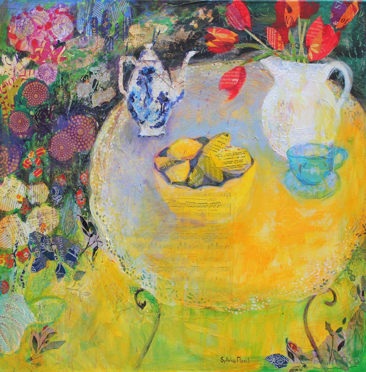 Citromos tea a kertben alkotó: Sylvia Paul