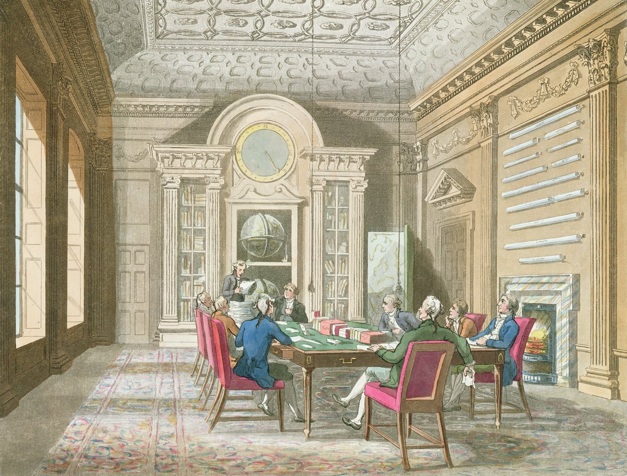 Admiralitás tanácsterme, 1808 (színes metszet) alkotó: Pugin and Rowlandson