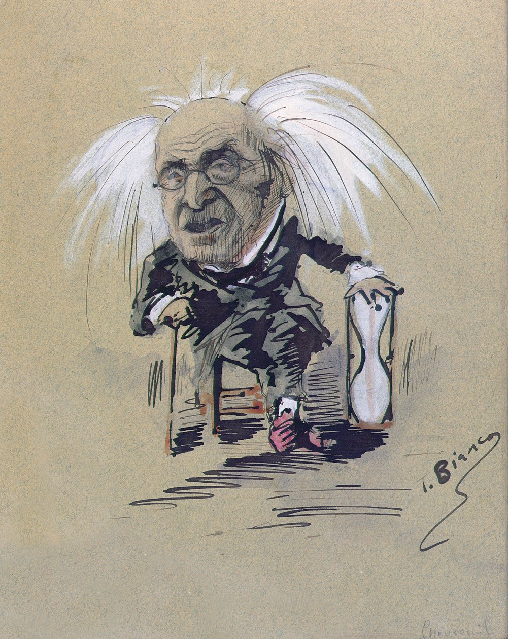 Michel-Eugene Chevreul (1786-1889) karikatúrája 1885-89 körül (toll, tinta és gouache papíron) alkotó: T. Bianco