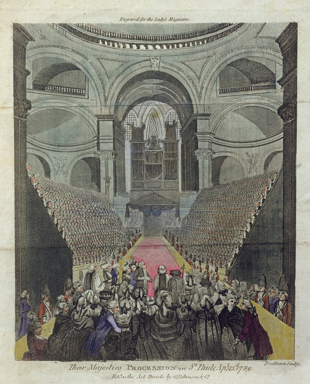 A Szent Pál-székesegyház belseje III. György király (1738-1820) felépüléséért tartott hálaadó istentiszteleten, 1789. április 23. alkotó: T. Prattent