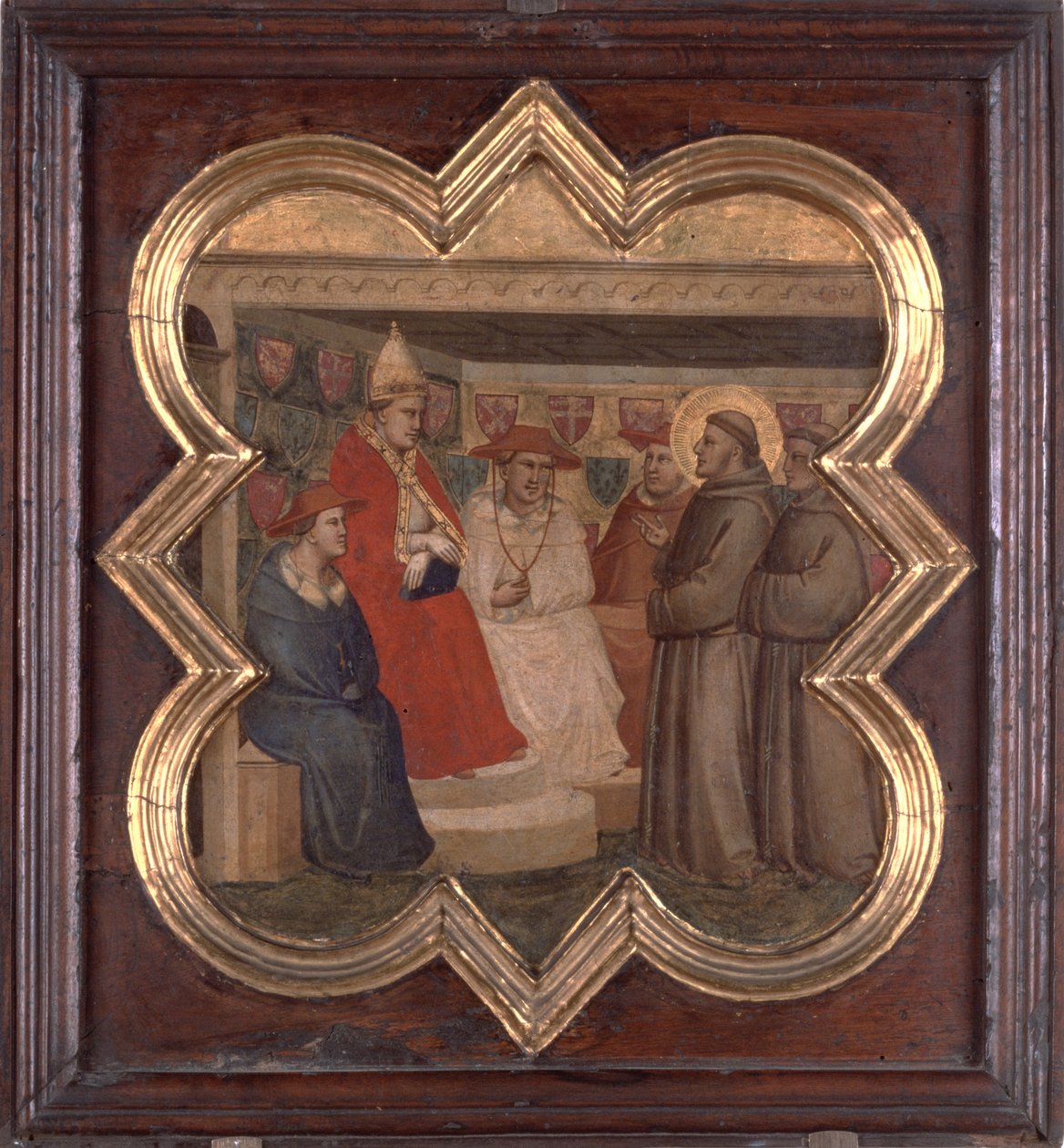 Szent Ferenc a pápa és a bíborosok előtt (tempera a panelen) alkotó: Taddeo Gaddi