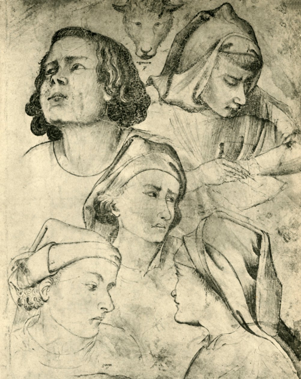 Tanulmányok a fejekről, c1320-1366, 1943 alkotó: Taddeo Gaddi