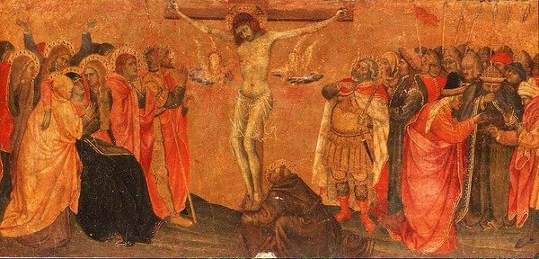 Keresztre feszítés, predella panel (tempera a panelen) alkotó: Taddeo di Bartolo