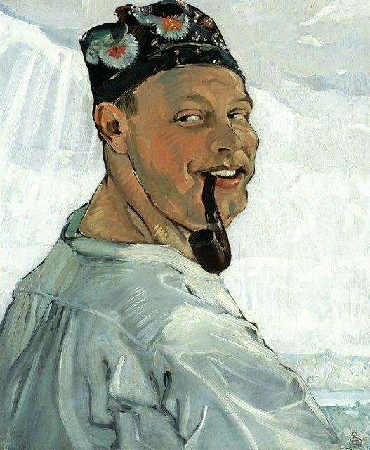 Önarckép pipával. alkotó: Tadeusz Pruszkowski