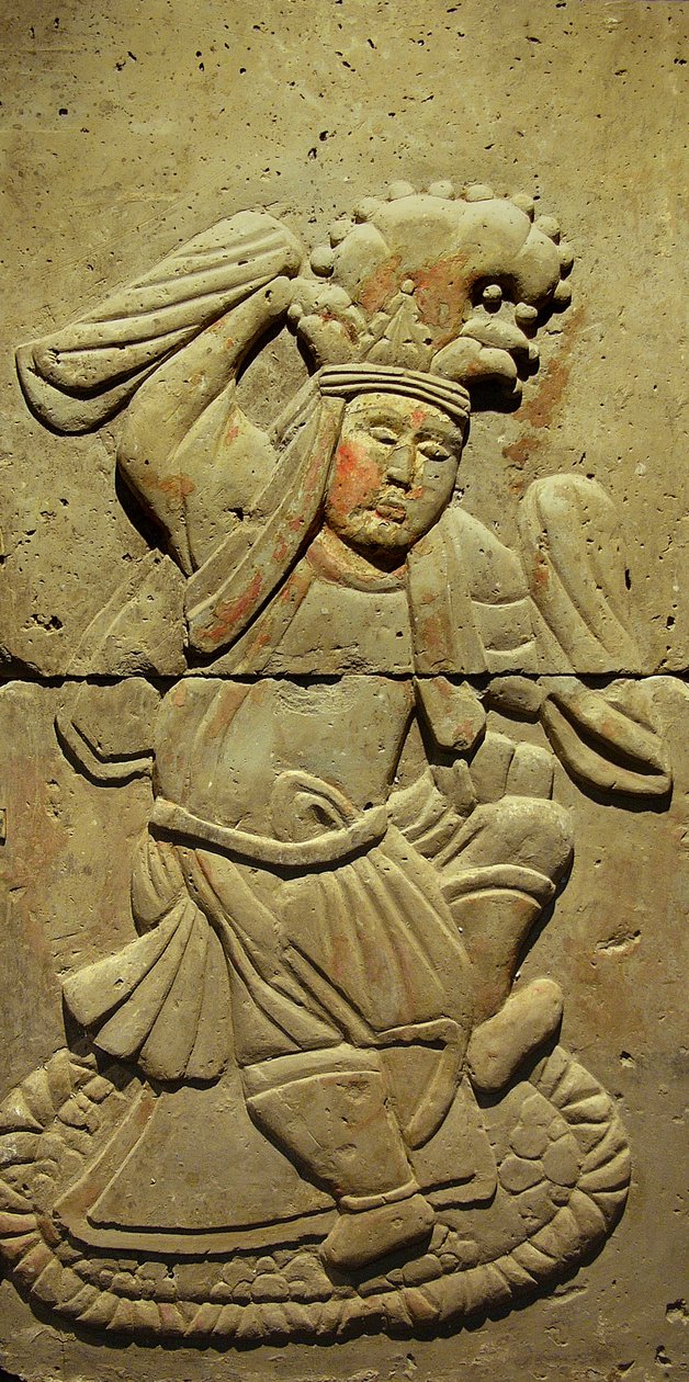 Zenészt ábrázoló sztélé (terrakotta) alkotó: Tang Dynasty Chinese School