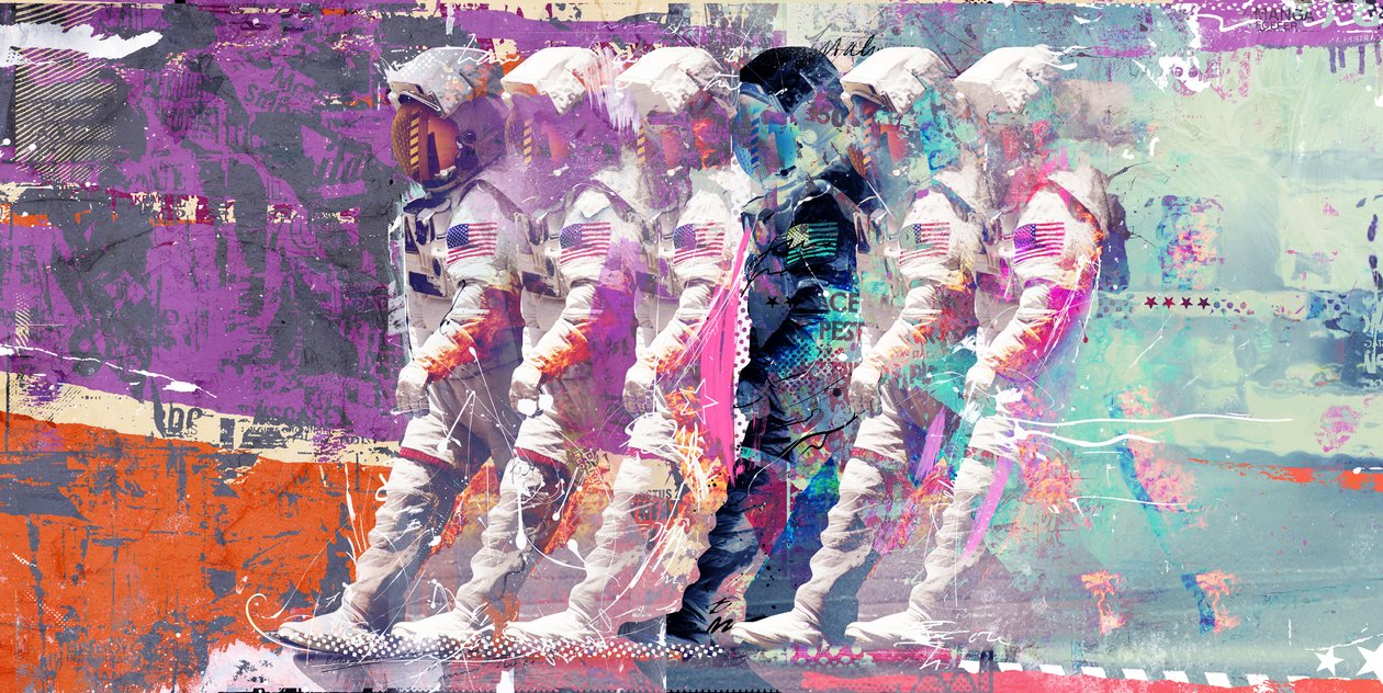 Astronaut Moonwalk, 2014 (vegyes technika, vászon) alkotó: Teis Albers