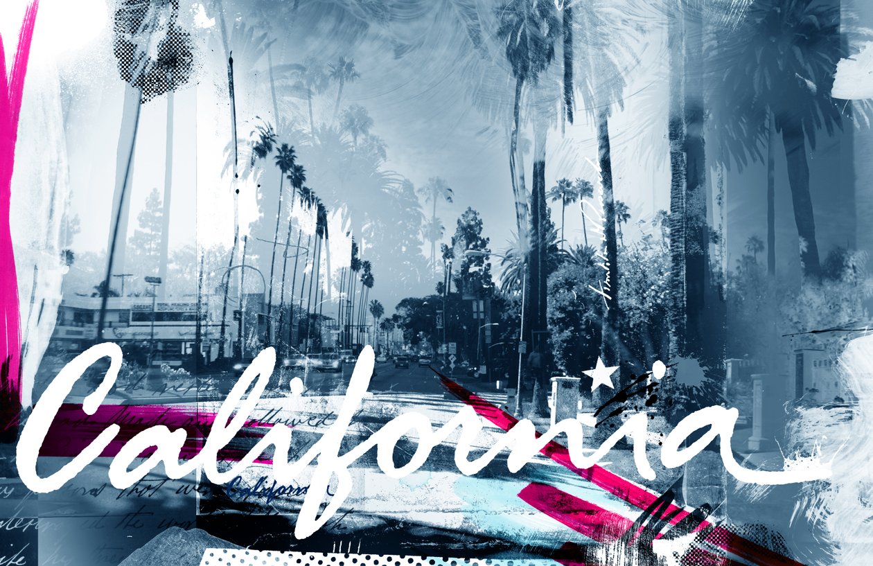 Kalifornia, 2015 (kollázs vászonra) alkotó: Teis Albers