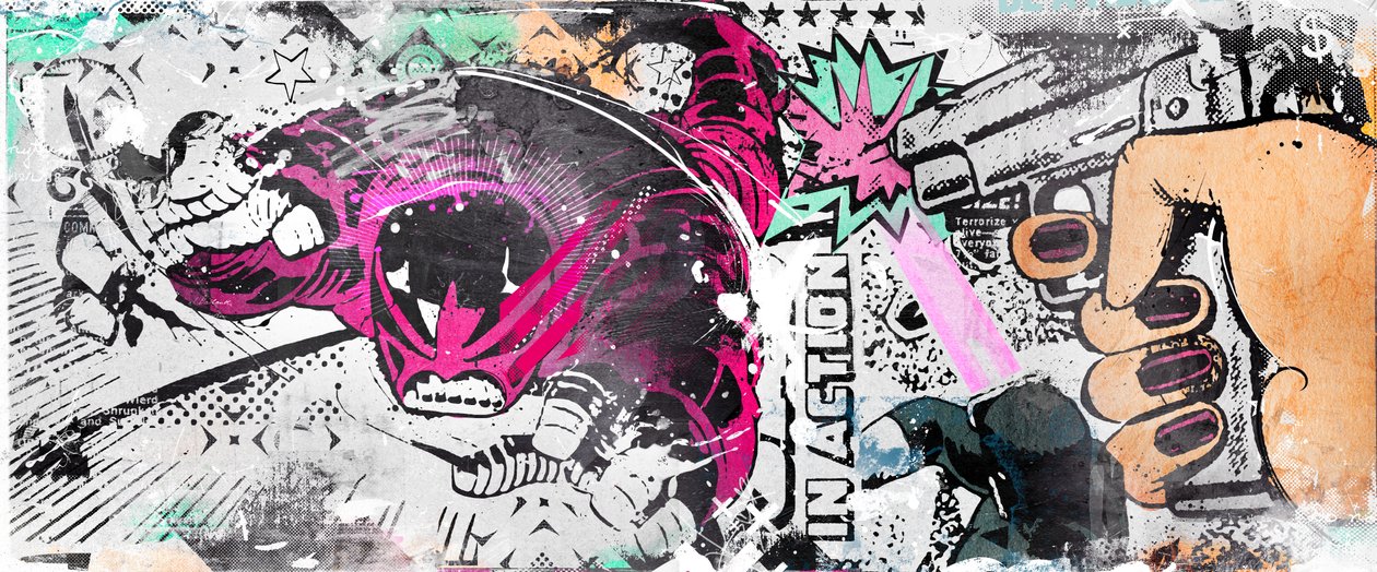 In Action, 2015 (kollázs, vászon) alkotó: Teis Albers