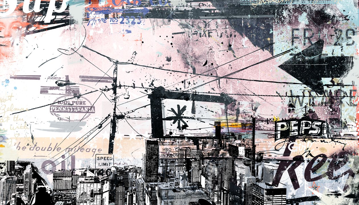 Urbanise, 2016 (kollázs, vászon) alkotó: Teis Albers