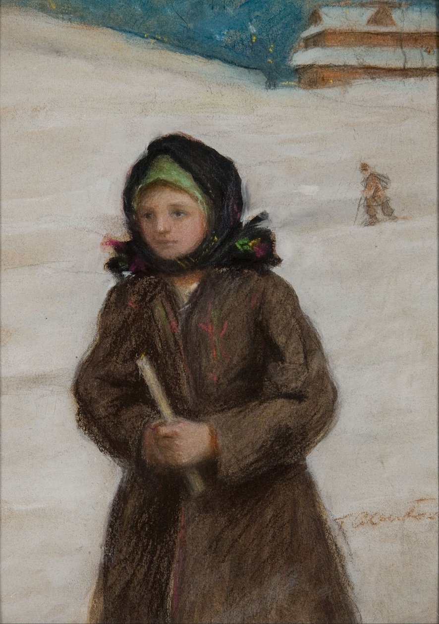 Lány gyertyával alkotó: Teodor Axentowicz