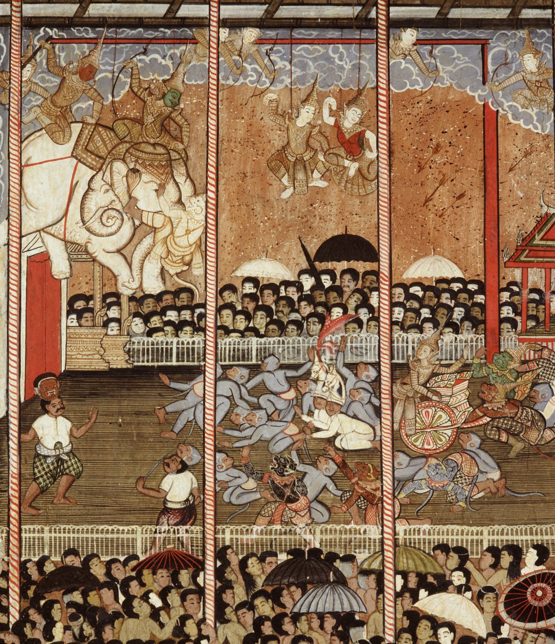 Egy Ramakien-előadás (falfestmény) alkotó: Thai School