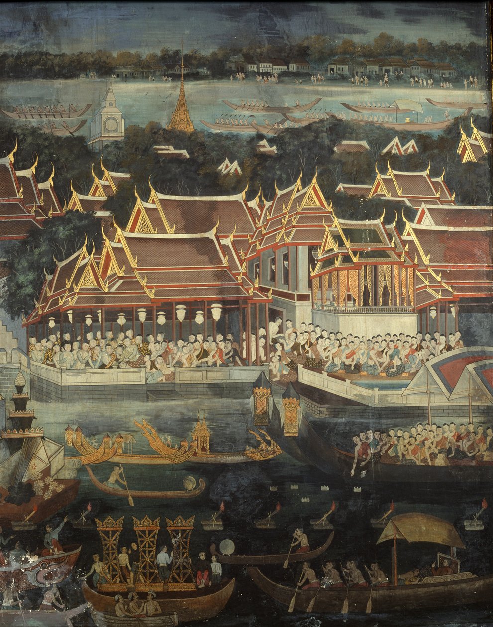 A Loy Krathong fesztivál, 1864 (falfestmény) alkotó: Thai School