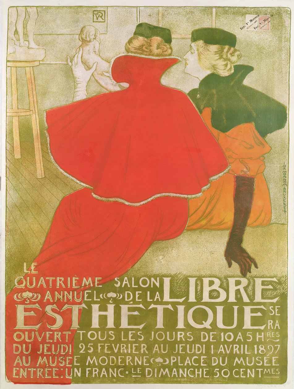 A "Le Quatrieme Salon Annuel de la Libre Esthetique" reklámplakátja, 1897 alkotó: Théo van Rysselberghe
