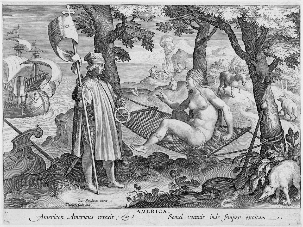 Kolumbusz „Amerika felfedezése”, 1492, 1600 körül alkotó: Theodoor Galle
