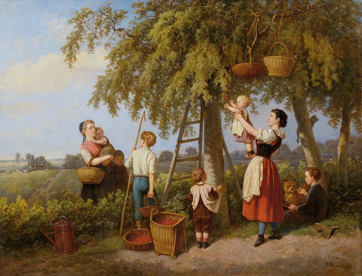 A cseresznye betakarítás alkotó: Theodor Hosemann
