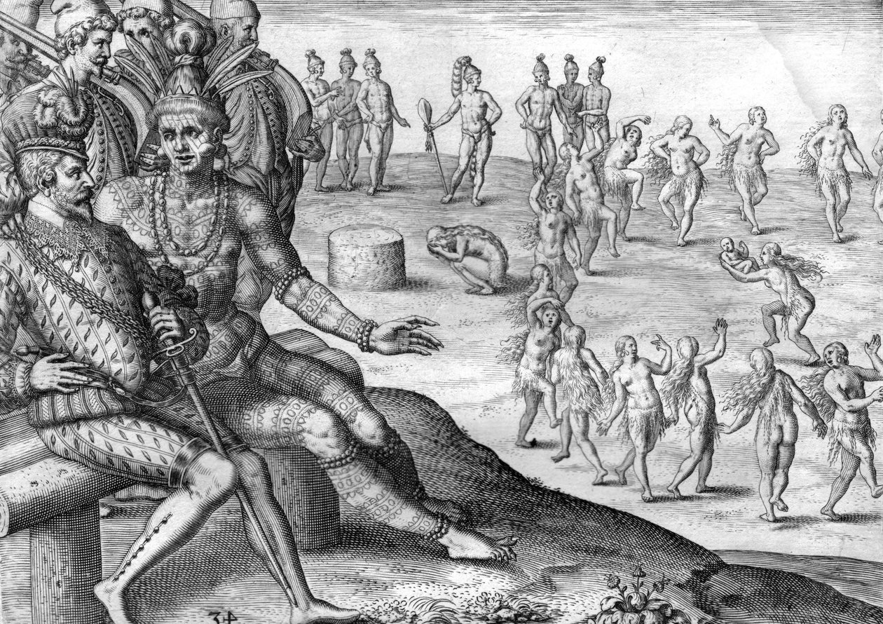 Timucua indiánok törzse alkotó: Theodor de Bry