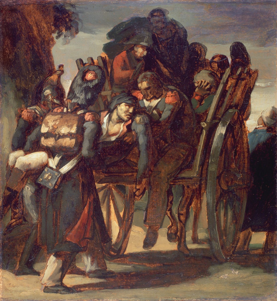 Sebesült katonák szekéren, 1814-17 (olaj, papír, vászonra fektetve) alkotó: Theodore Gericault