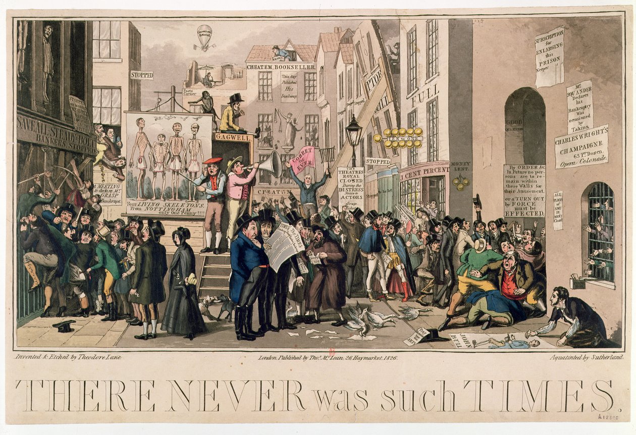 „Soha nem voltak ilyen idők”, 1826 (akvatinta) alkotó: Theodore Lane