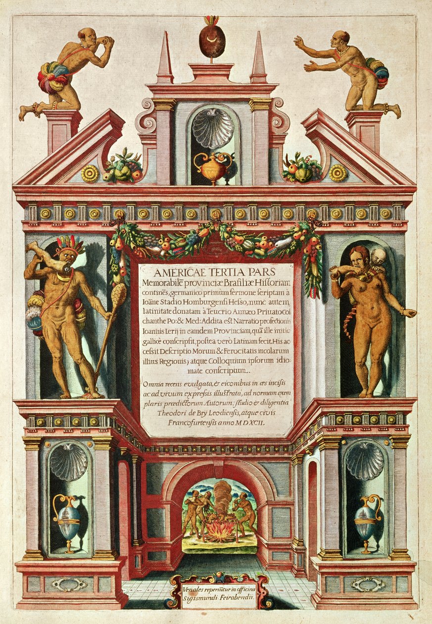 Az „Amerika harmadik részének” frontképe, 1592 alkotó: Theodore de Bry
