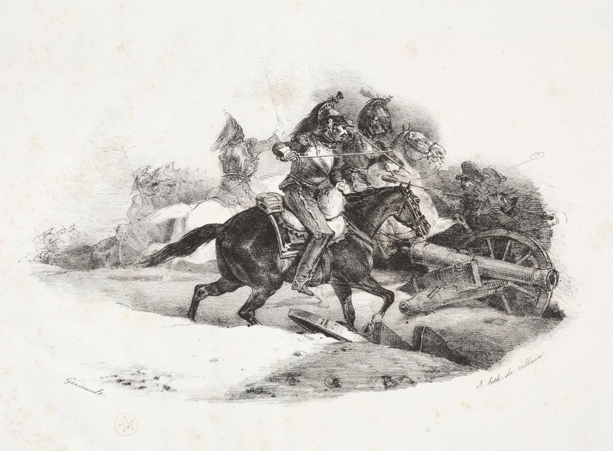Tüzérségi üteget töltenek. alkotó: Theodore Gericault
