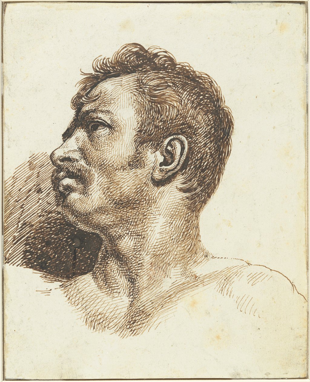Egy férfi feje [recto] alkotó: Theodore Gericault
