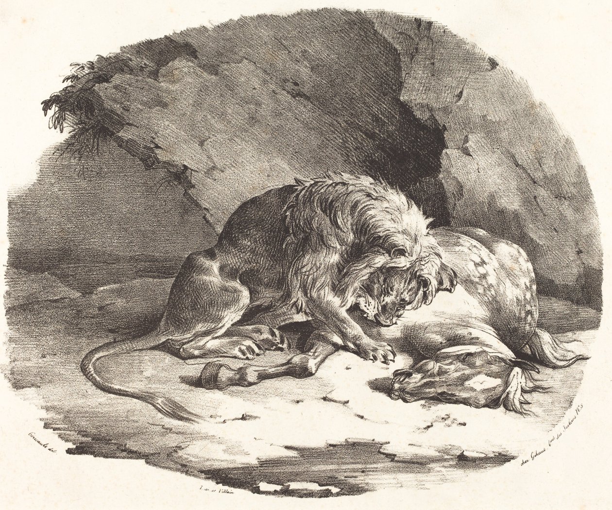 Oroszlán felfal egy lovat alkotó: Theodore Gericault