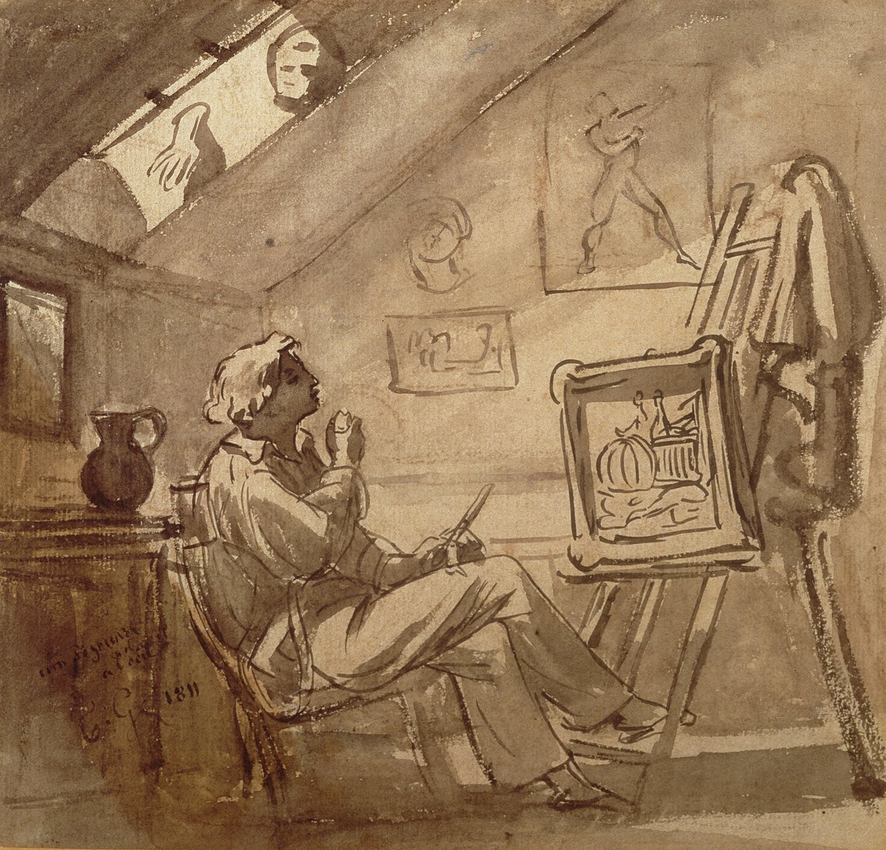 Fiatal festő a műtermében alkotó: Theodore Gericault