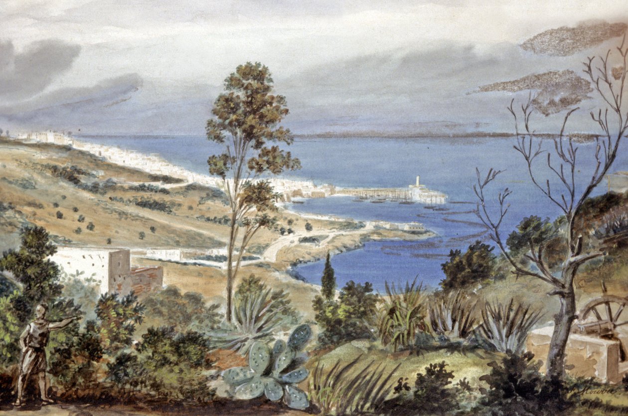 Algír látképe, 1835 körül (akvarell) alkotó: Theodore Leblanc