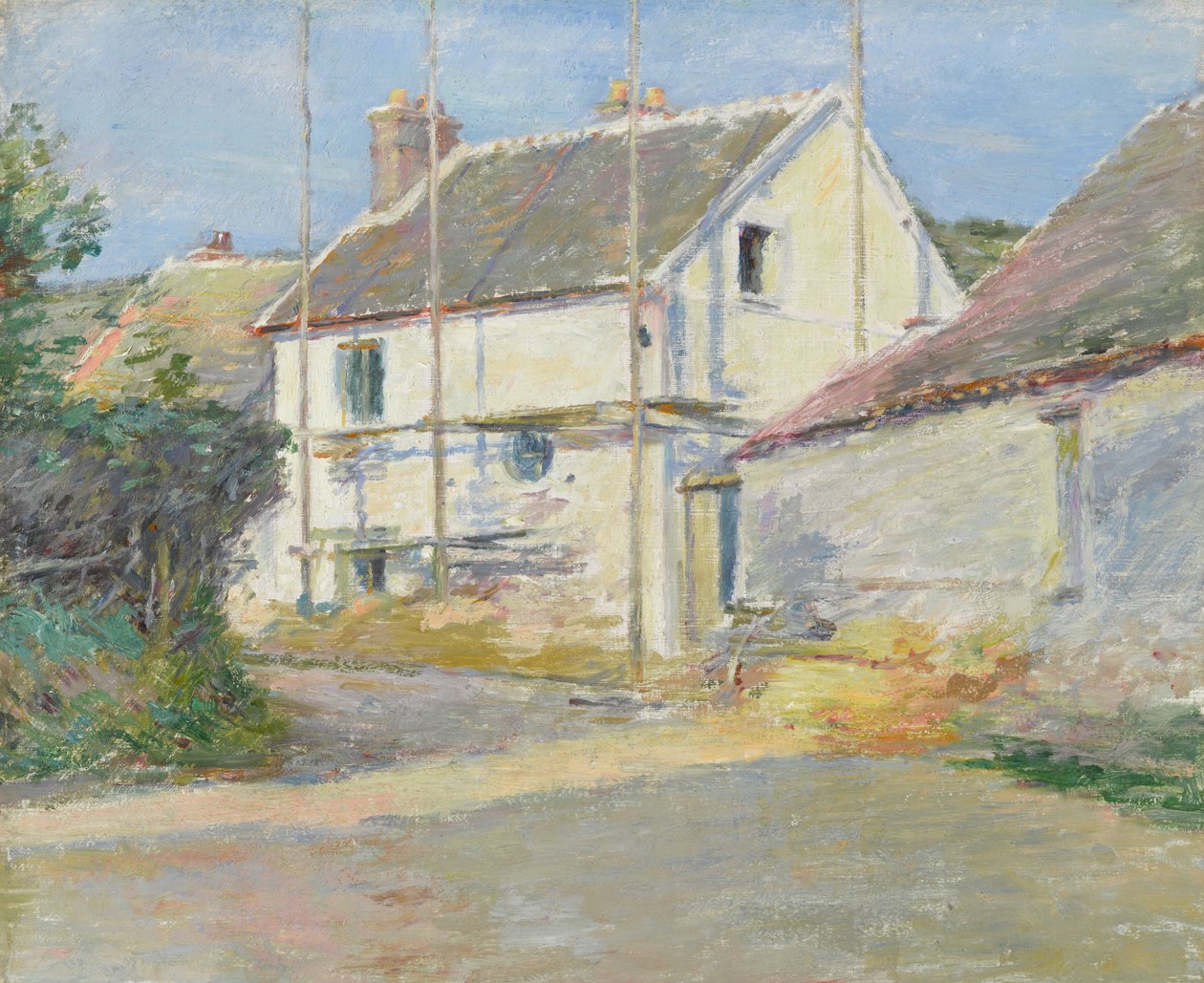 Ház állványzattal, Giverny alkotó: Theodore Robinson