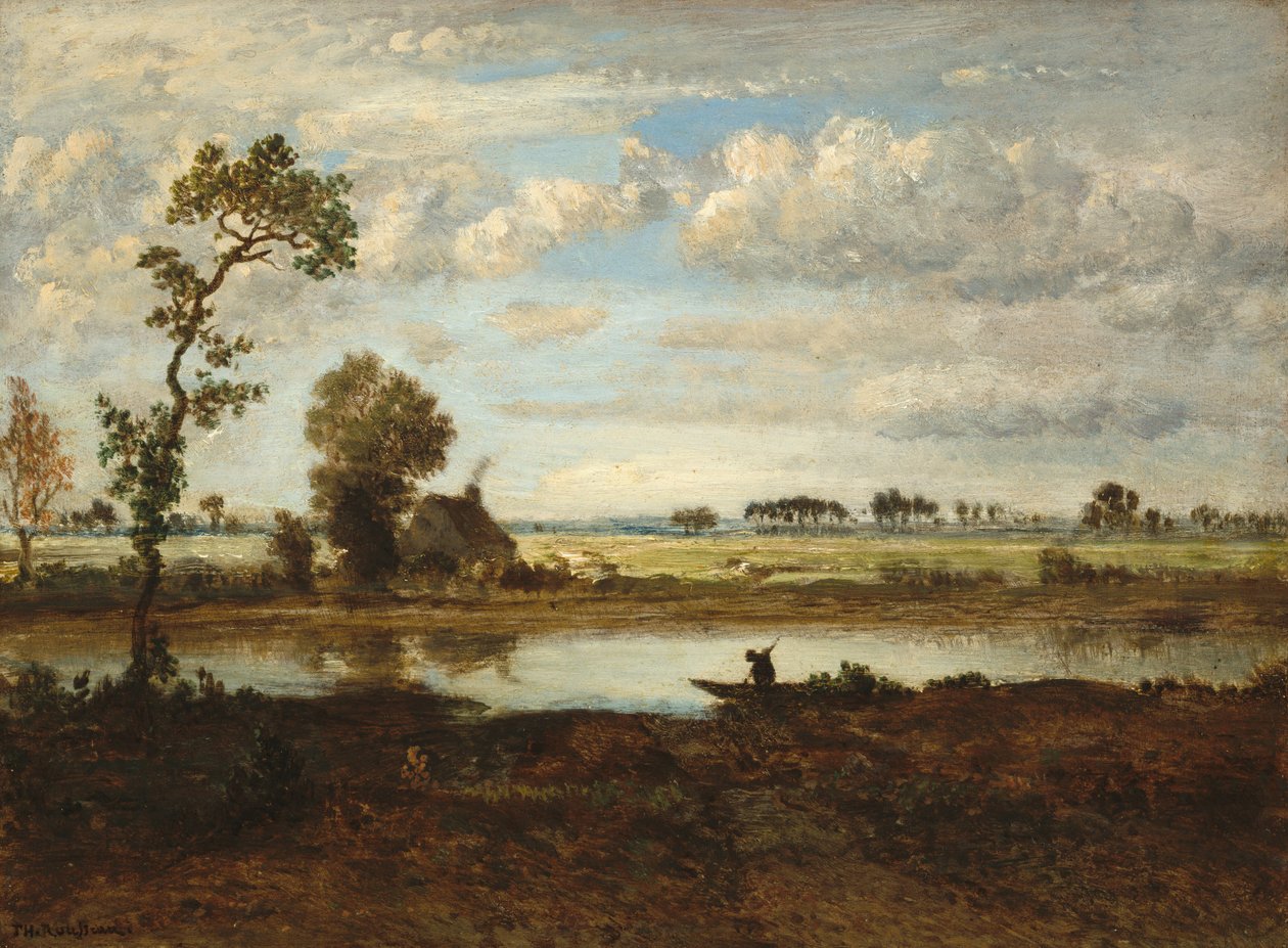 Táj csónakossal, c. 1860. alkotó: Theodore Rousseau