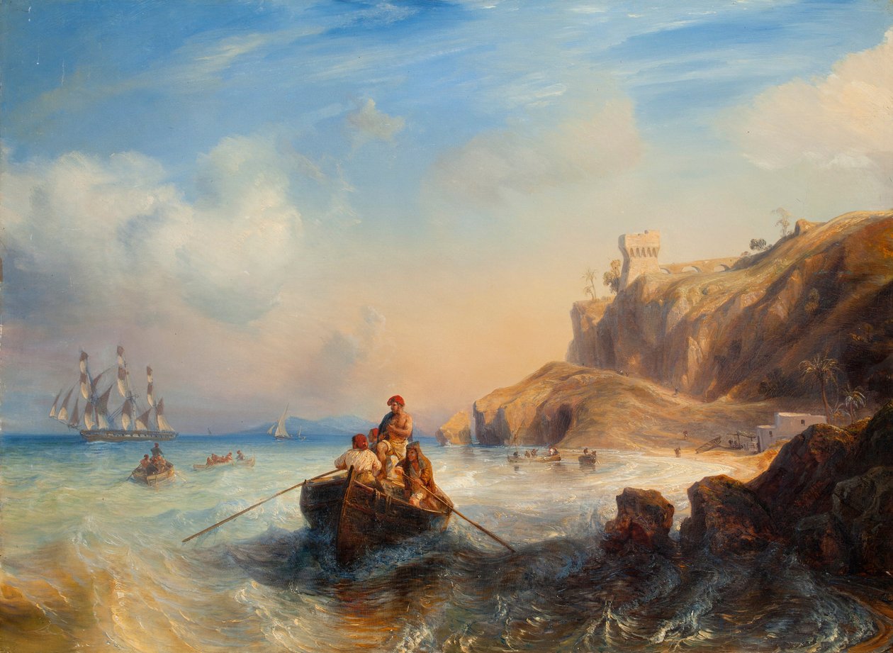 Hajók a Parton alkotó: Jean Antoine Theodore Gudin