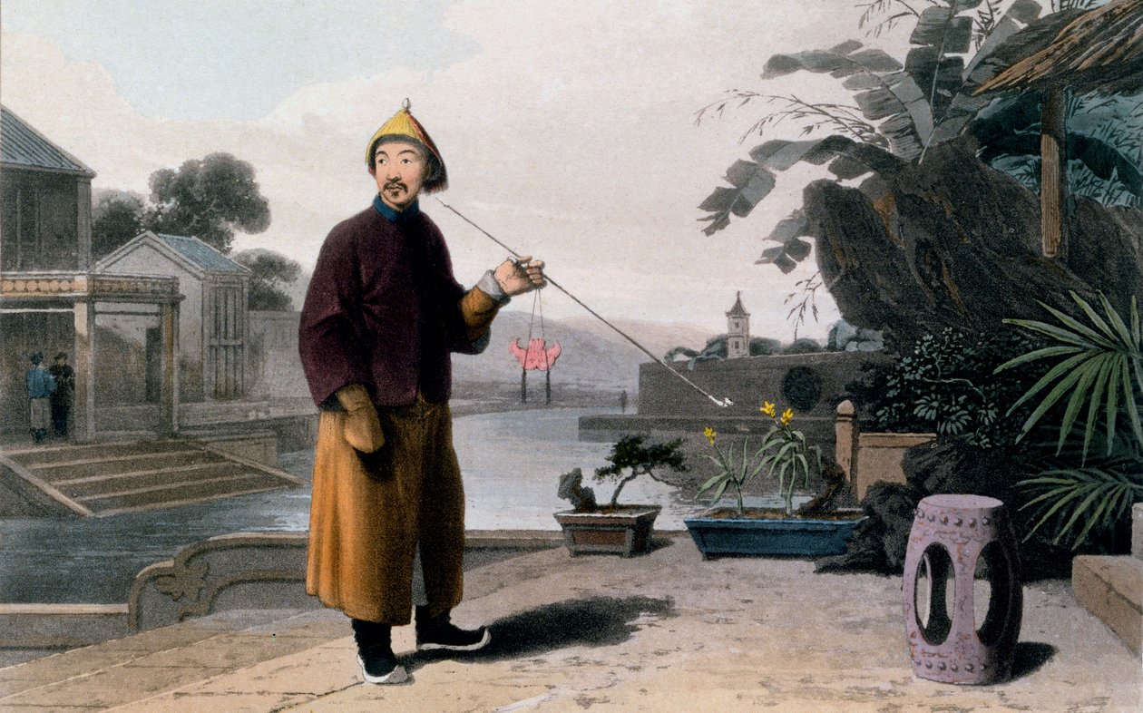 Kínai úriember, a "Festői utazás Indiába, Kína útján" című könyvből, 1810. alkotó: Thomas und William Daniell