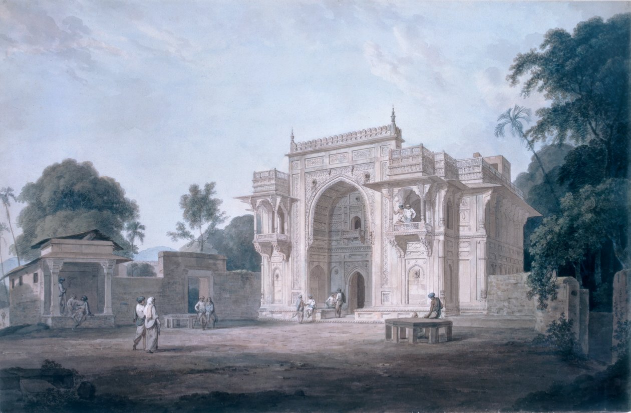 Mecsethez vezető kapu, Chunargarh, Uttar Pradesh (színes akvatinta) alkotó: Thomas und William Daniell