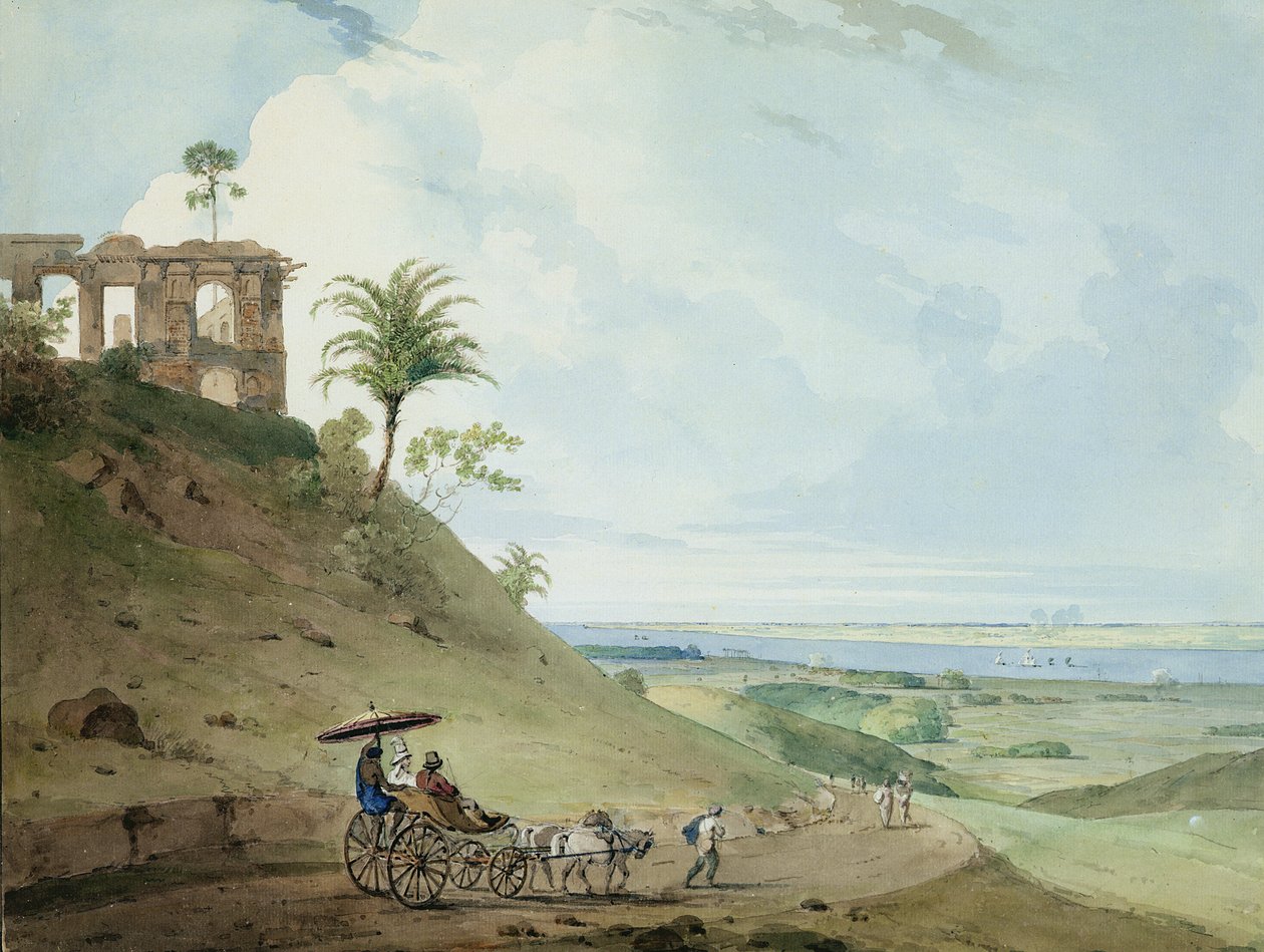Romok a Pir Piharon, Monghy mellett, Bihar, 1790 (wc grafit felett papíron) alkotó: Thomas und William Daniell