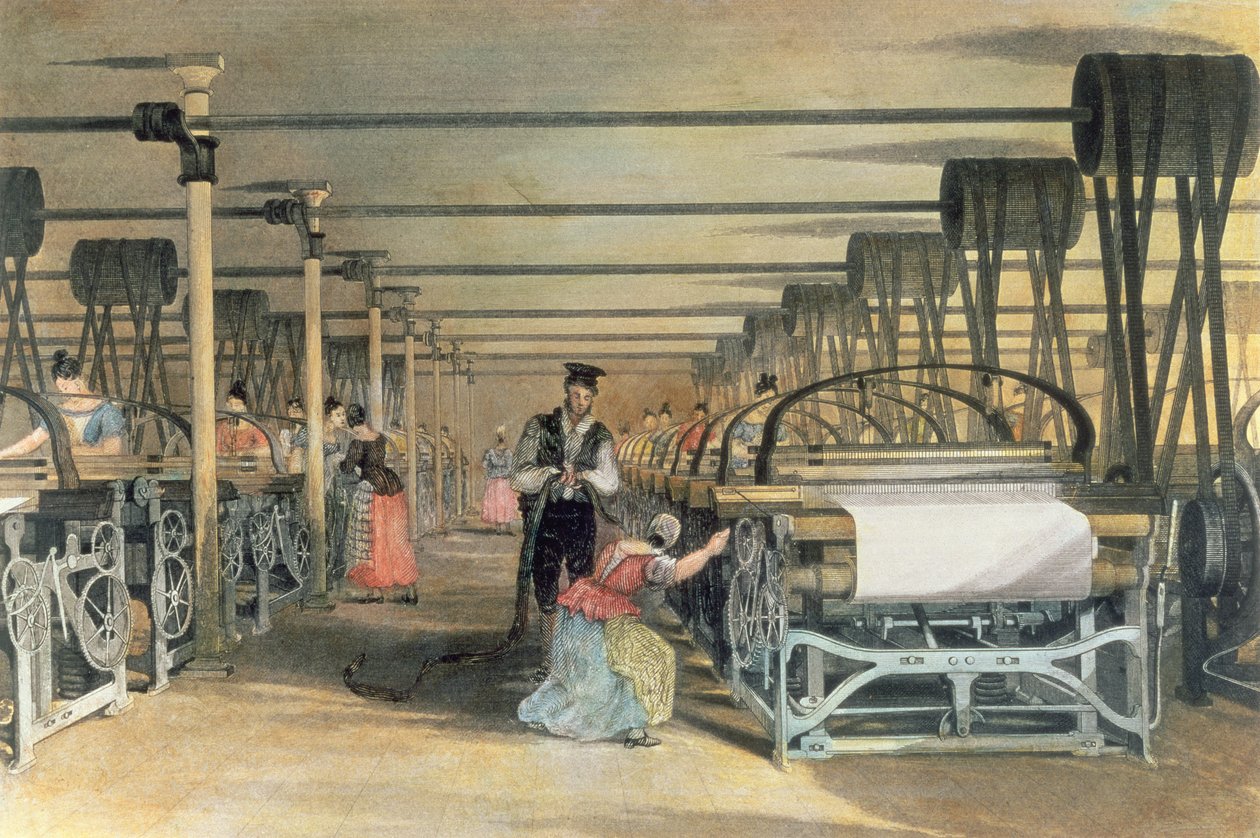 Szövőgépes szövés, 1834 alkotó: Thomas Allom