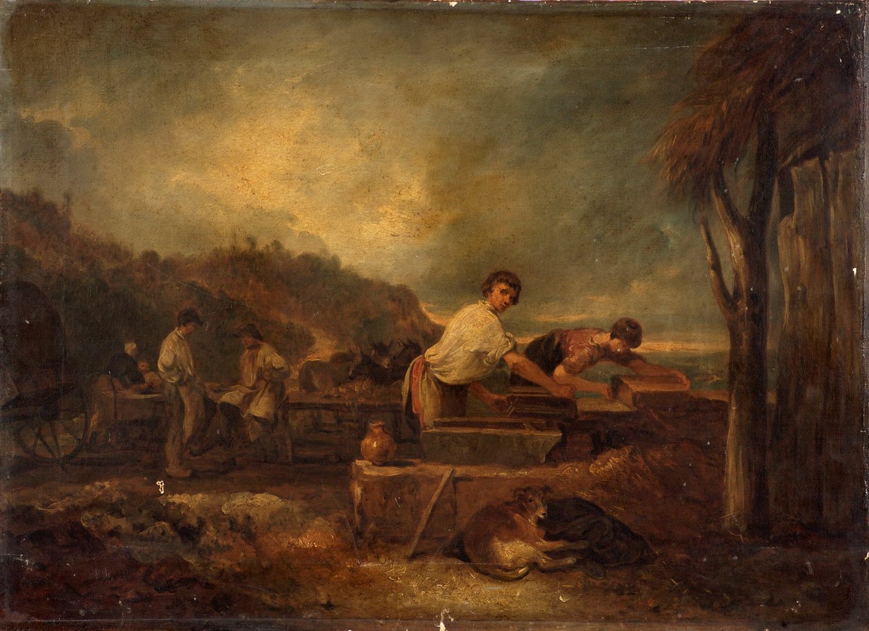 Táj a szabadkőművesekkel a munkahelyén alkotó: Thomas Barker of Bath