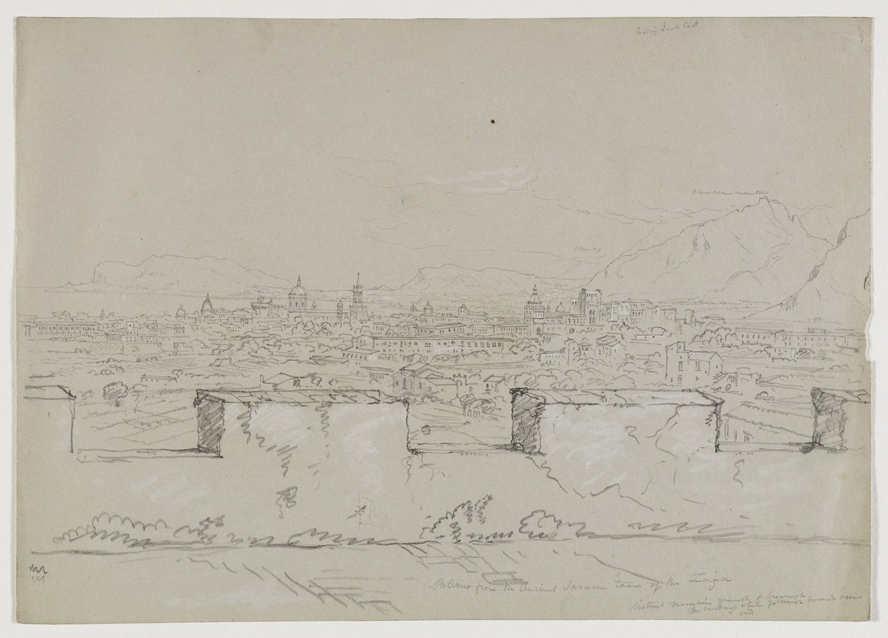 Palermo, Szicília, a Zisa ősi szaracén toronyból, 1842 alkotó: Thomas Cole