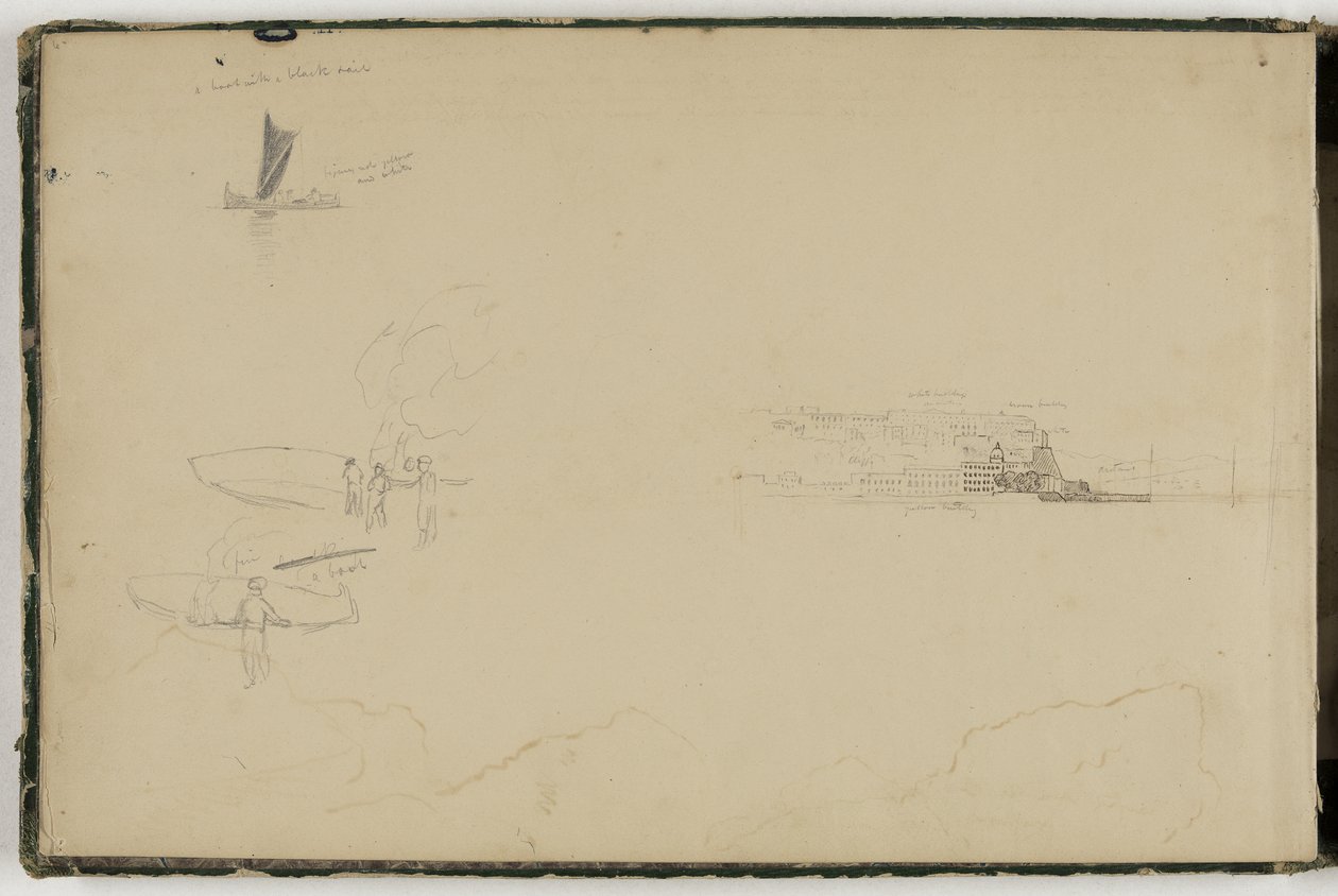 A Nápolyi-öböl panorámája, 1832 körül (toll és barna tinta grafitceruzával, törtfehér vattapapírra) alkotó: Thomas Cole