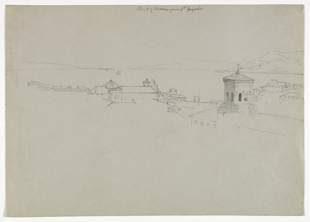 A Messinai-szoros San Gregorioból, Messinából, Szicíliából, 1842 alkotó: Thomas Cole