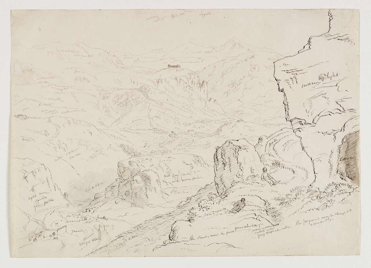 Segesta völgye és temploma, Szicília, 1842 (toll és tinta átmosható ceruzával papíron) alkotó: Thomas Cole