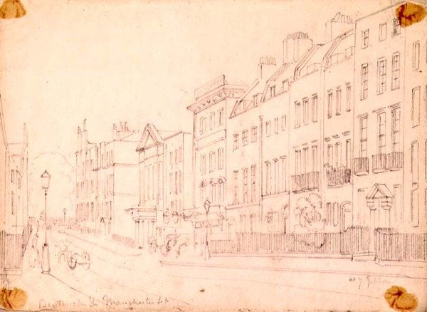 Bentinck Street, a Manchester Square mellett, London, 1850 körül alkotó: Thomas Colman Dibdin