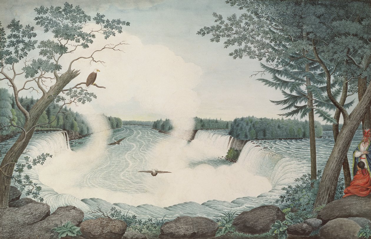 Niagara vízesés felülről, 1766 körül alkotó: Thomas Davies