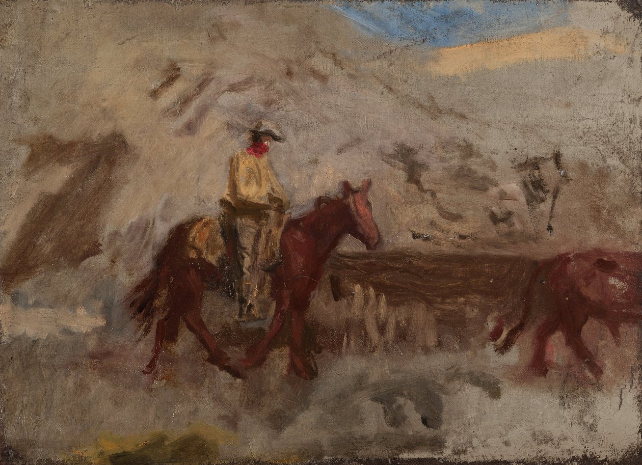 Vázlat egy cowboyról a munkahelyen alkotó: Thomas Eakins