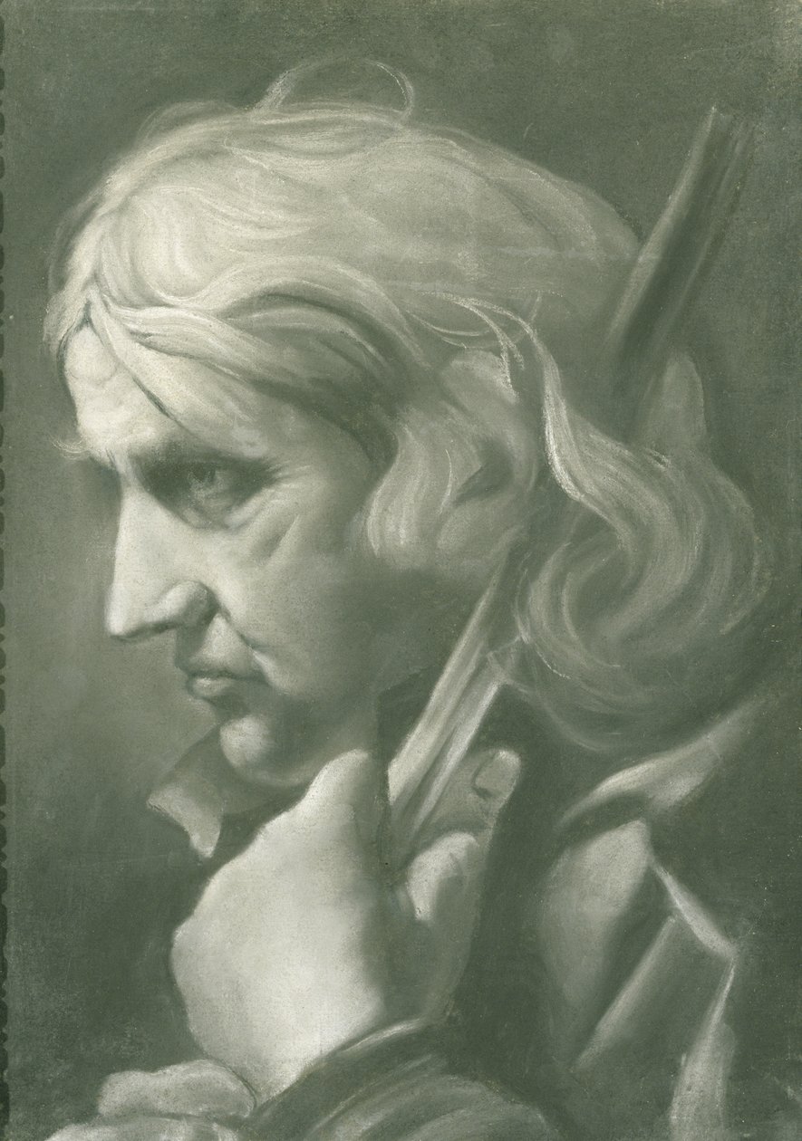 Egy ember botra támaszkodva, 1760 körül (kréta papíron) alkotó: Thomas Frye