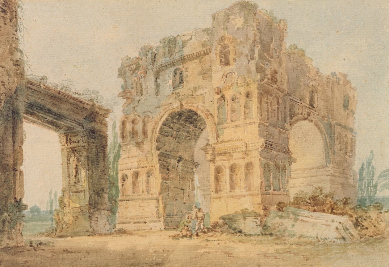 Janus íve, 1798-99 körül (ceruza, ceruzával, textúrázott papírra) alkotó: Thomas Girtin